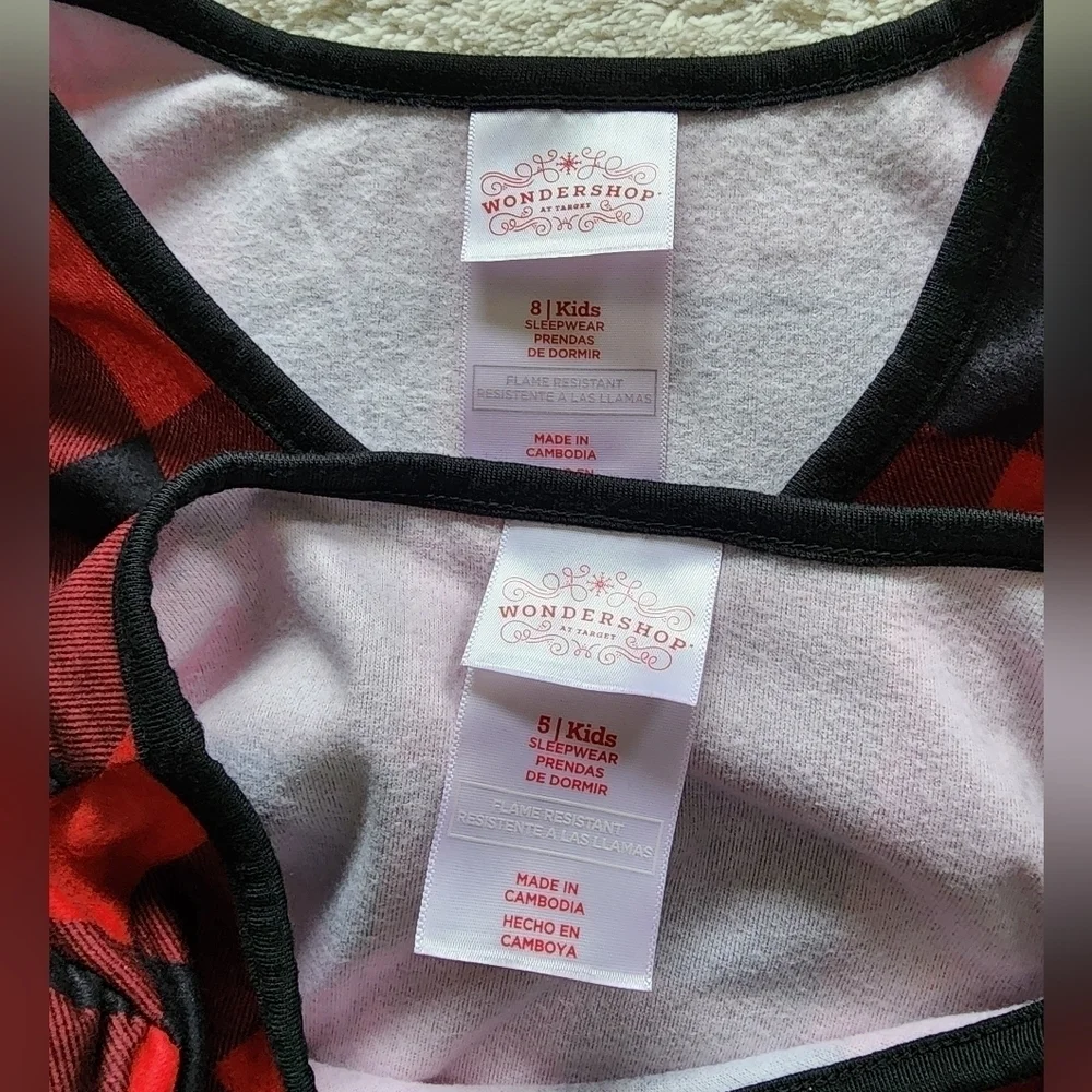 NEW girl's winter / Christmas buffalo check pajama nightgown size 2t 5 6 8 10